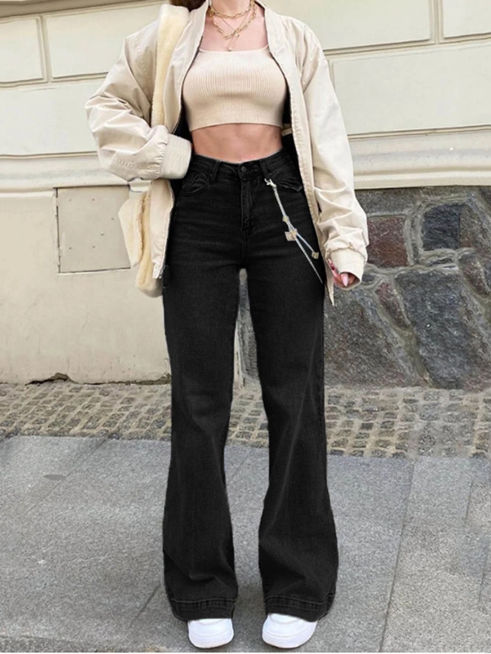 Black Wide-Leg Jeans for Women
